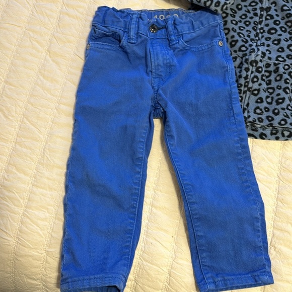 18/24m Baby gap 1969 denim primary blue jeans, Carter’s hoodie blue print - Picture 2 of 10